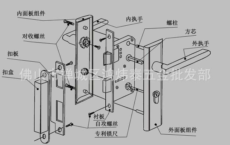 璟峰牌304不锈钢双舌执手锁 门锁室内实木门卧室房门锁k-2206