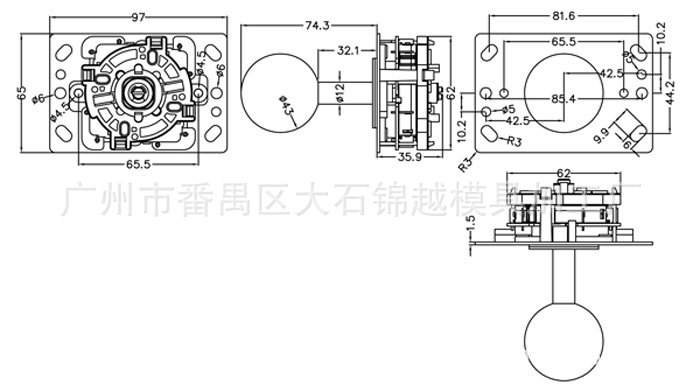 三和发光摇杆 格斗 拳皇摇杆 单色带灯摇杆 游戏机摇杆 游戏周边