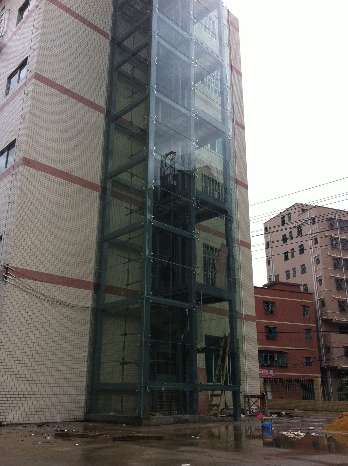 观光电梯井道钢结构/玻璃幕墙/背包式电梯图片_11