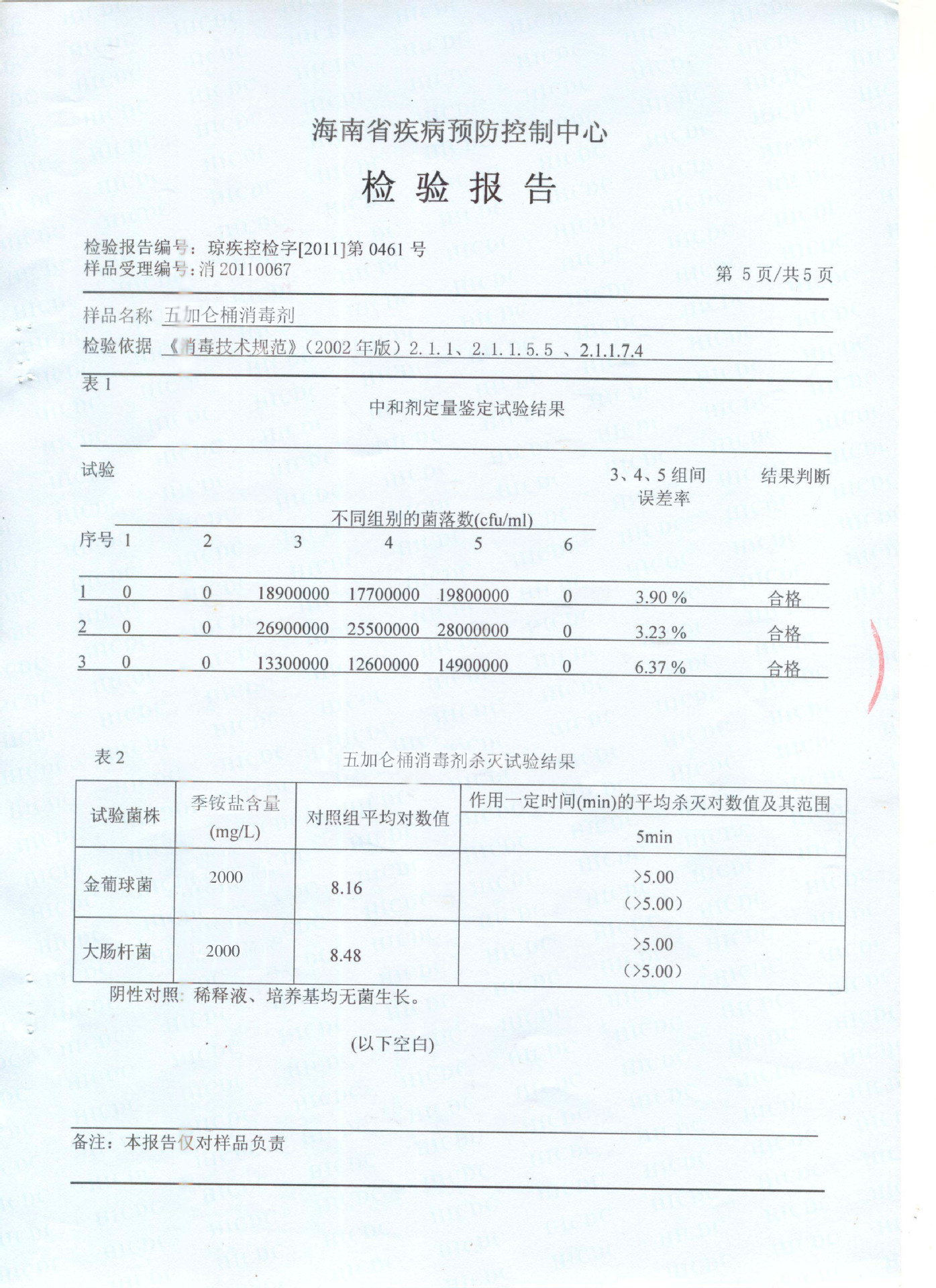 五加仑检验报告4