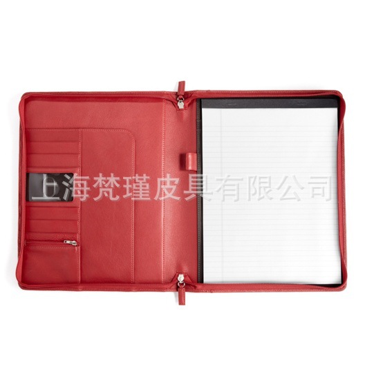 Classic-Zippered-Padfolio-Red-