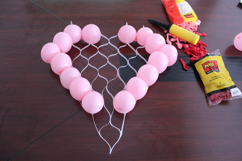fg-q01喜庆庆典用品批发 心型爱心气球网格造型制作 婚房婚礼装饰