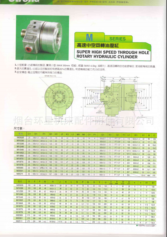 億川M系列中空回轉油壓缸2