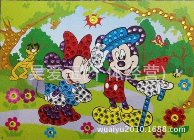 卡通制作钻石贴画,儿童益智拼图玩具,手工制作,立体画图片,卡