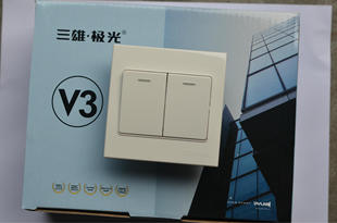 三雄极光v3系列开关插座二位单控大跷板开关pak-v32/1