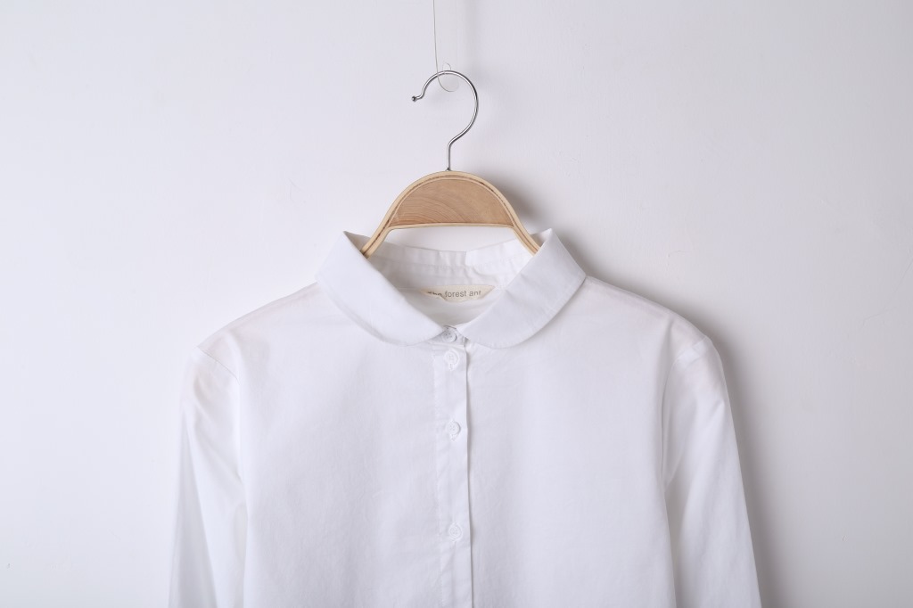 复古小圆领白衬衫