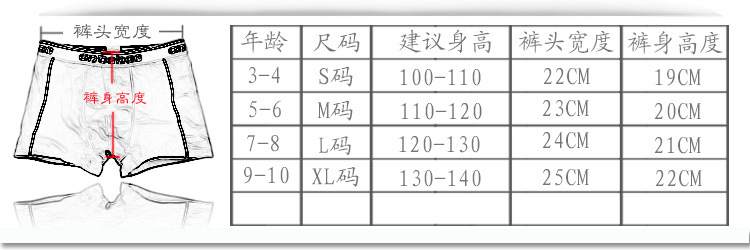 平角褲尺碼表格