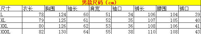 男款尺碼