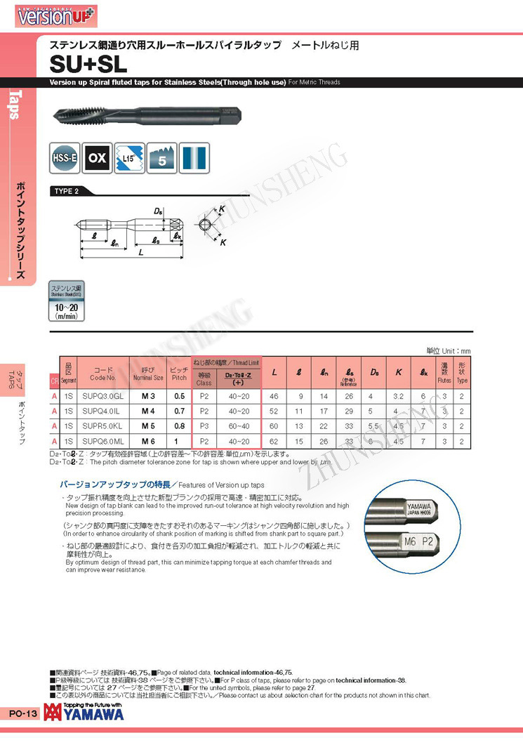 su+sl 不锈钢先端丝攻