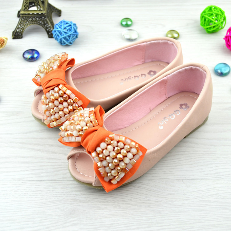 2014春夏新款韩版女童鞋批发 蝴蝶结装饰鱼嘴女童单鞋广州童鞋