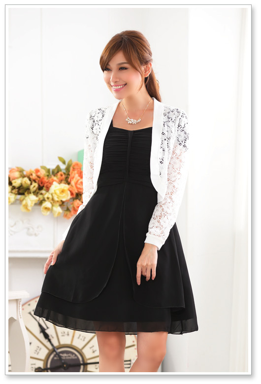 the fat Extra large Women's wear Plus Size Fattening Hollow flower Lace loose coat full dress Shawl Cardigan Little coat 9620