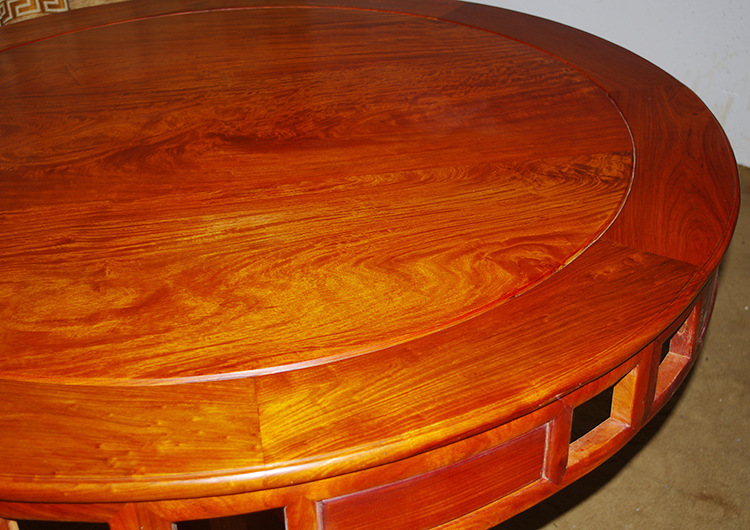 花梨木圆餐桌九件套-6