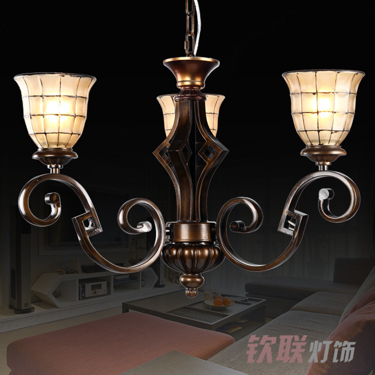 吊灯 新款供应 欧式仿古酒店卧室 铁艺树脂吊灯 3/6/8头精细手动雕刻