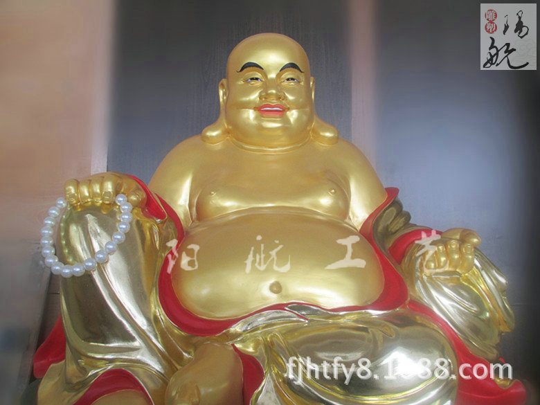 贴金做莲台 弥勒佛 笑佛 佛教佛像138cm