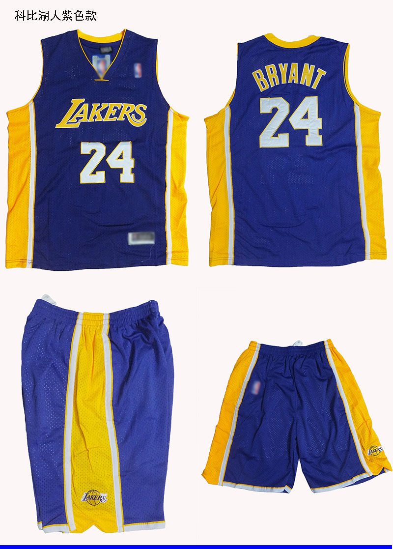 nba球衣套装 湖人队篮球服 科比24号球衣套装 男士篮球服套装