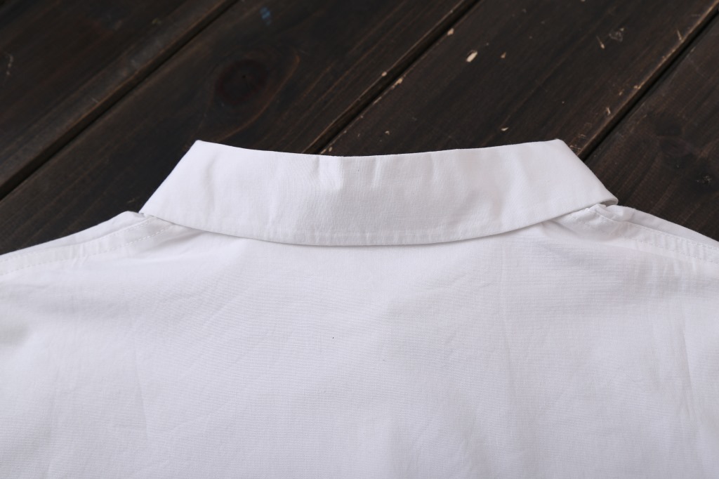 复古小圆领白衬衫