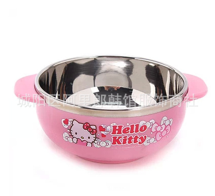 韩国原装进口hellokitty凯蒂猫儿童不锈钢防滑小碗,儿童餐具,批发