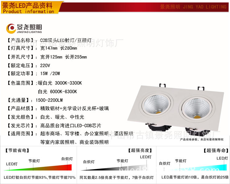15W20W双头COB射灯说明