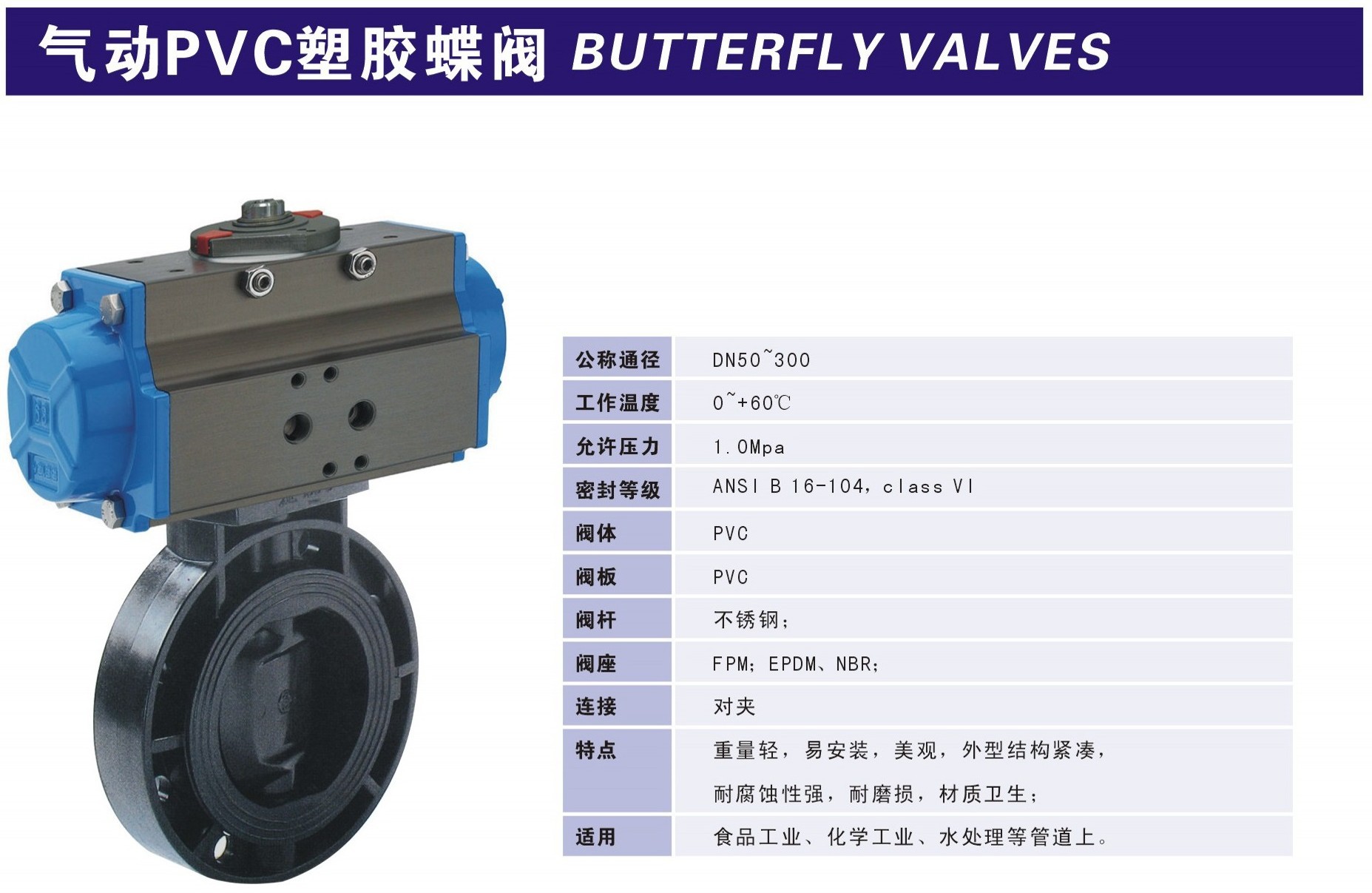 29-气动PVC塑胶蝶阀DN50-300