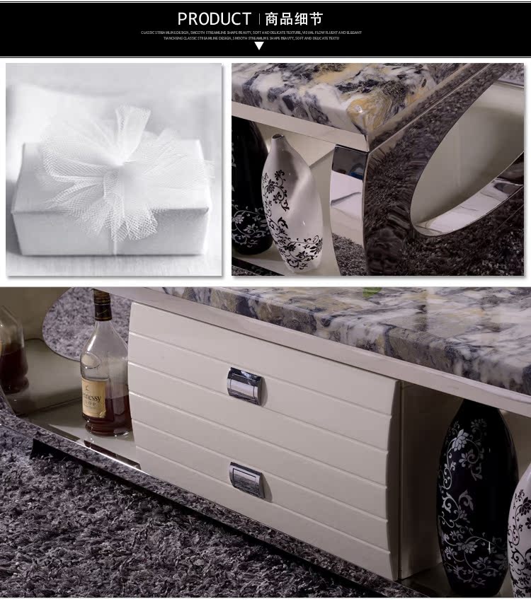 【佳优】2014新款现代不锈钢大理石811茶几 酒店客厅KTV家具