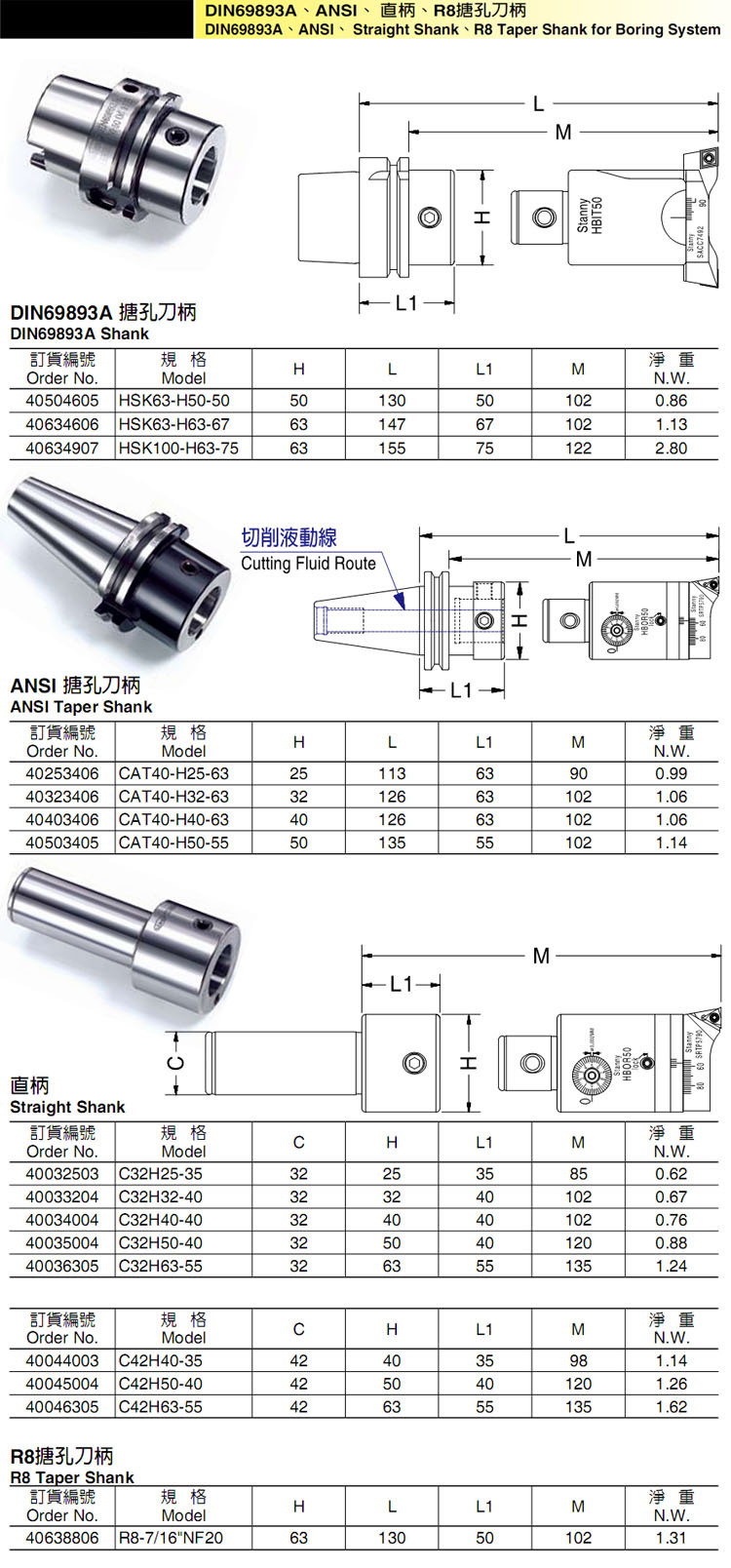 台湾世邦HSK系列镗刀柄HSK63-H40-45 批发正品搪孔刀柄