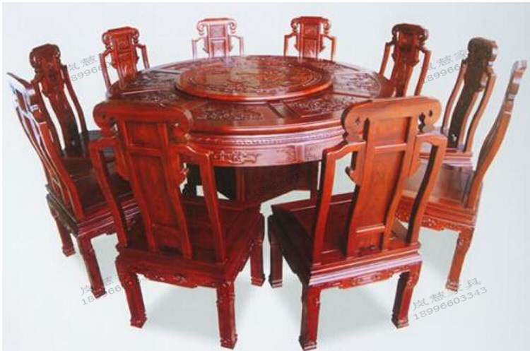 全雕花电动餐桌 b