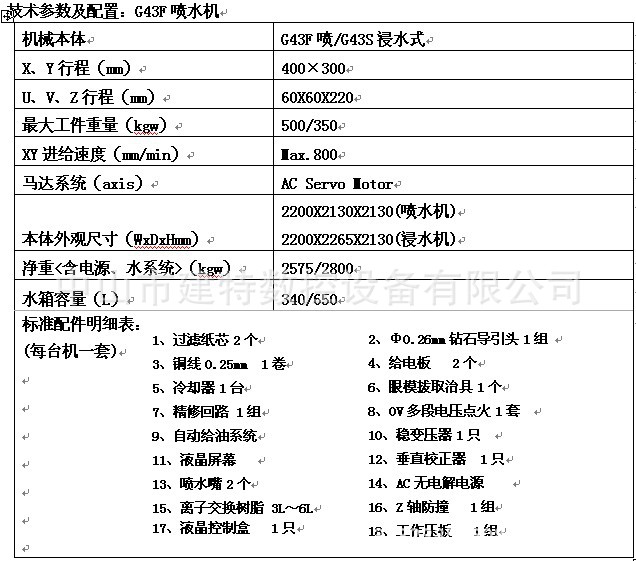 G43F-S技術參數