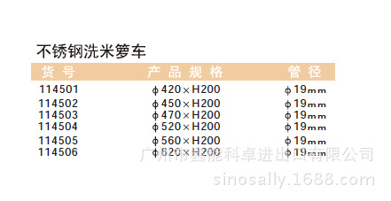 114501不锈钢洗米箩车规格