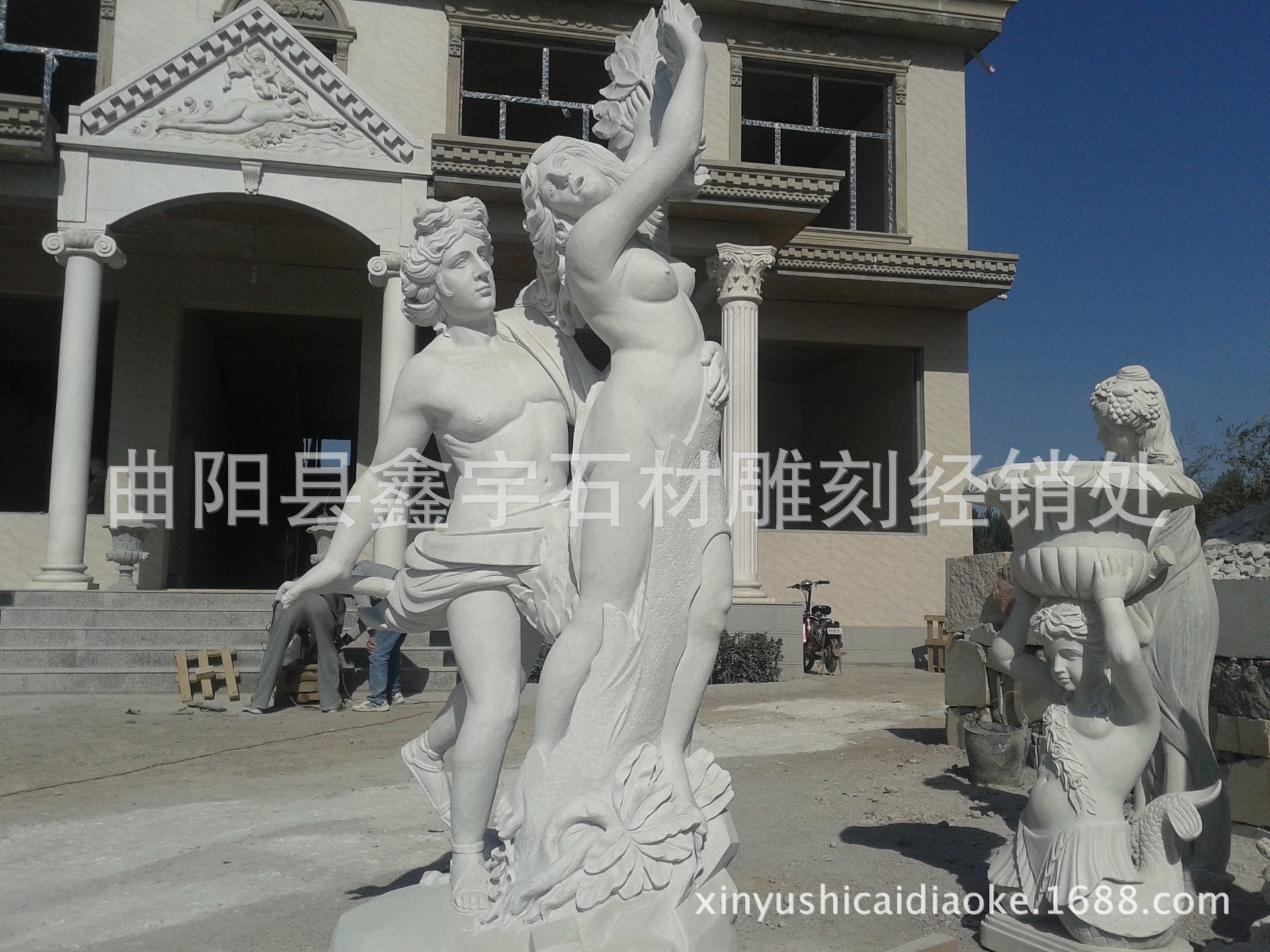 供应汉白玉人物雕塑 亚当夏娃石材工艺品 酒店展厅雕塑