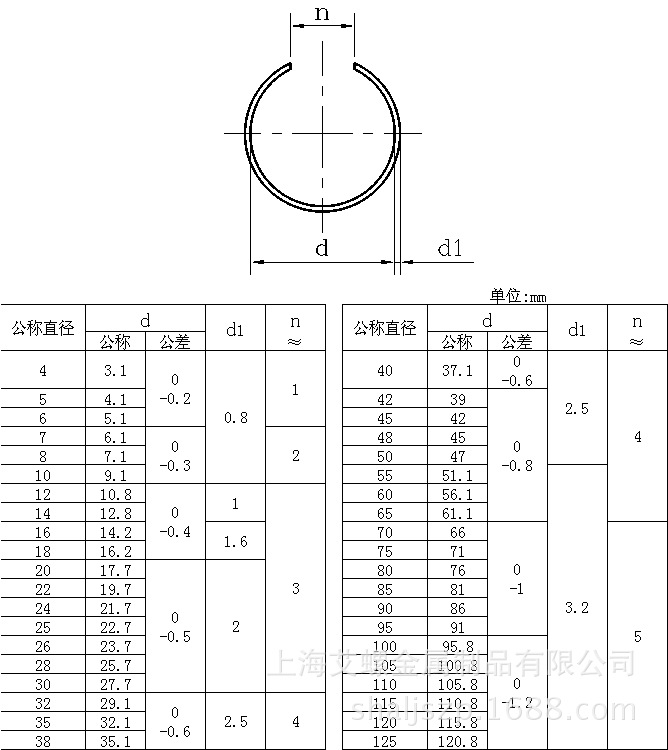 din7993a轴用钢丝挡圈厂家供应各种螺丝螺母紧固件非标件可定做