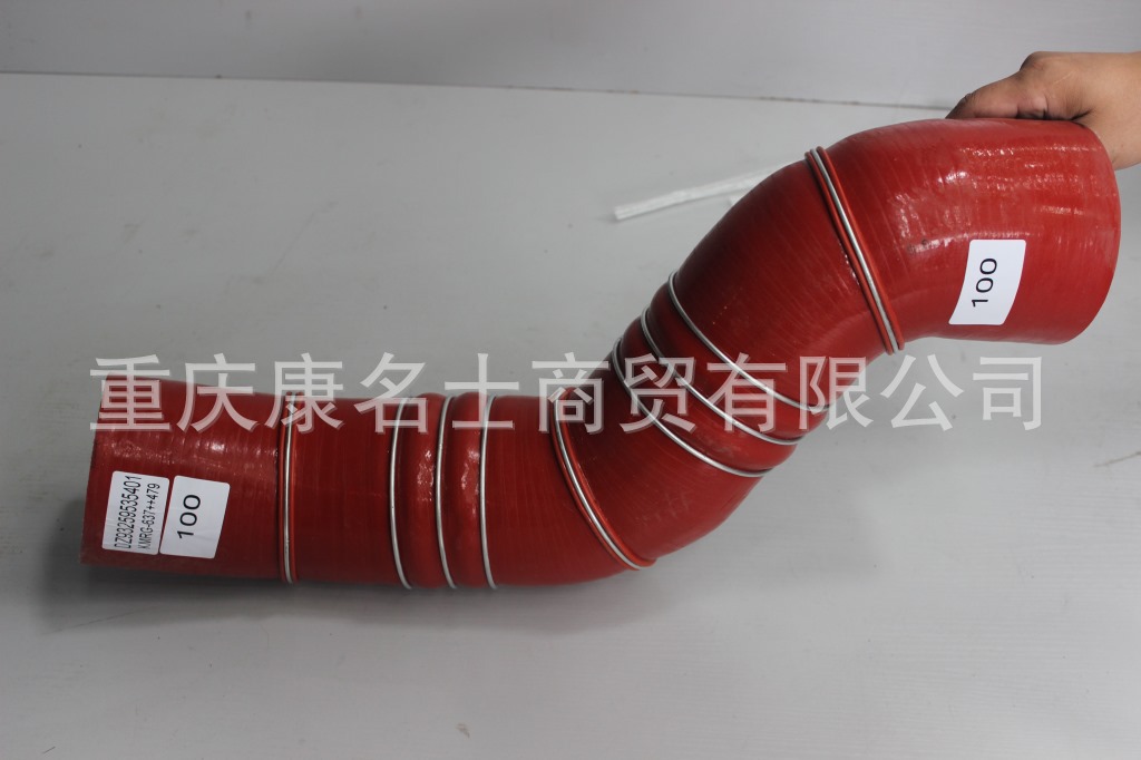 小胶管KMRG-637++479-陕汽中冷器胶管DZ93259535401-内径100X硅胶热水管,红色钢丝9凸缘9Z字内径100XL620XL520XH310XH350-3