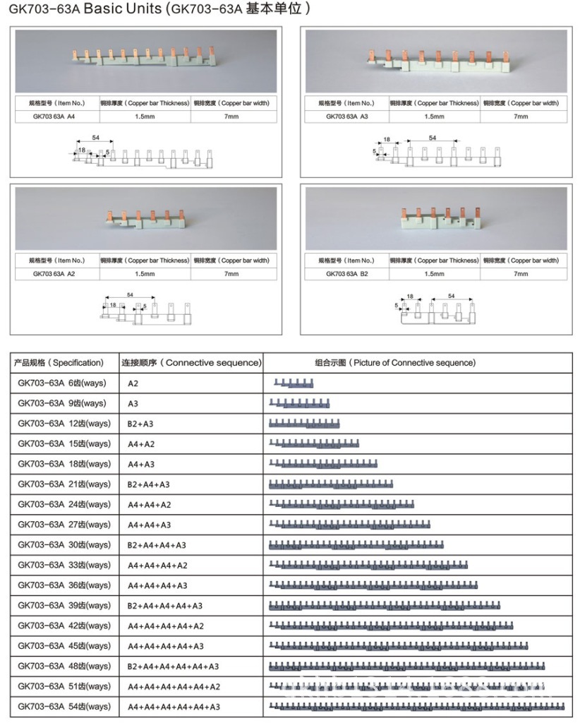 gk703-63a 組合式匯流排 高科連接