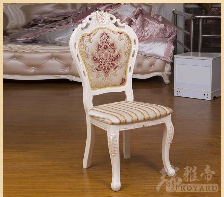 欧式实木餐椅 带软垫实木餐椅 大理石餐桌配套餐椅