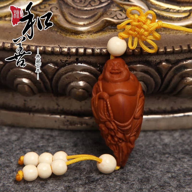 橄欖核雕刻彌勒童子單粒,夏雨款,橄欖胡單粒單核單籽,手機吊墜