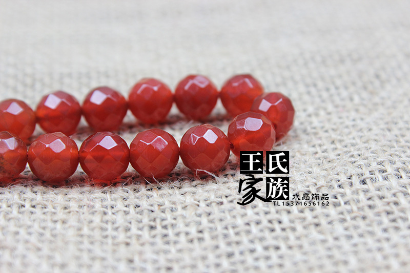 红玛瑙64切面散珠半成品/天然红玛瑙64刻面圆珠 串珠配件/6-14mm