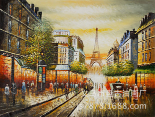 2014最新款 高档纯手绘巴黎街景油画 高档家居装饰画