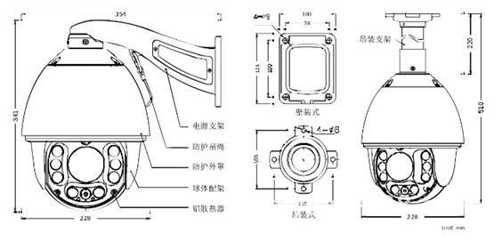 红外100米高清130w网络高速球机智能监控18倍光学变焦工程摄像机