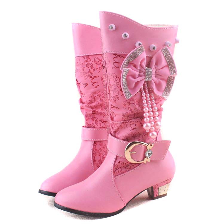 2014冬季新款女童高跟靴 高筒长靴儿童靴批发现货31-38码