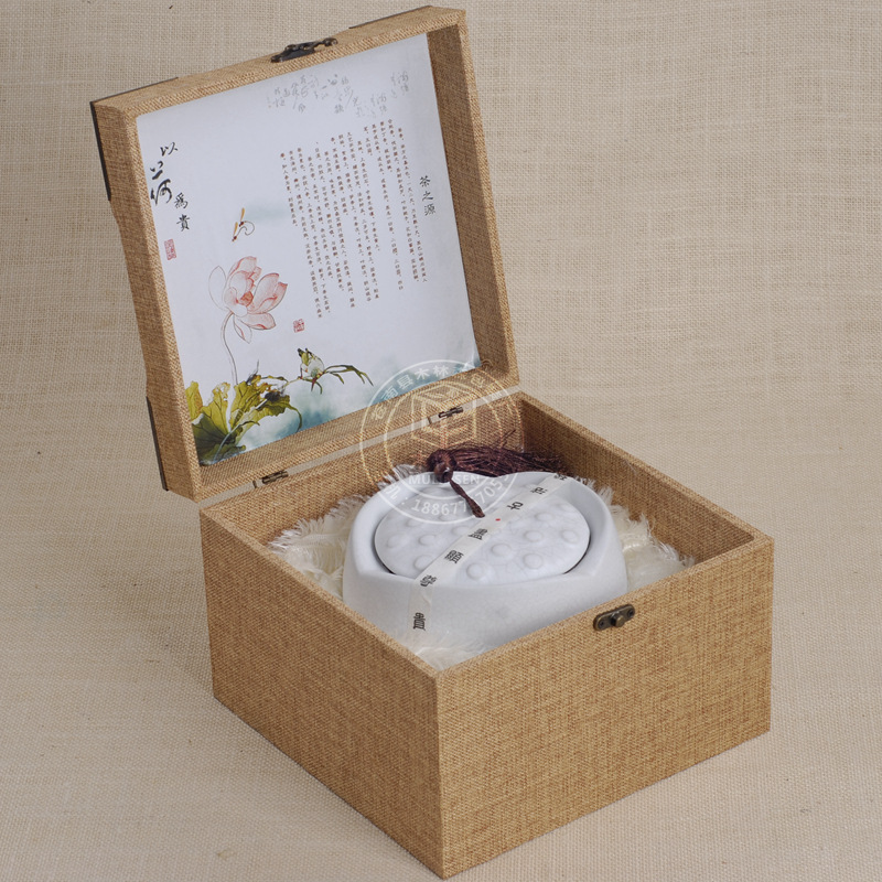 新款茶叶包装盒 以荷为贵内配半斤陶瓷茶叶罐精美茶叶包装10