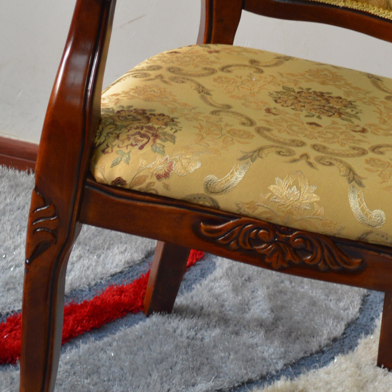 欧式餐椅 仿古实木椅子 咖啡椅 酒店带扶椅休闲椅 餐桌餐椅家具