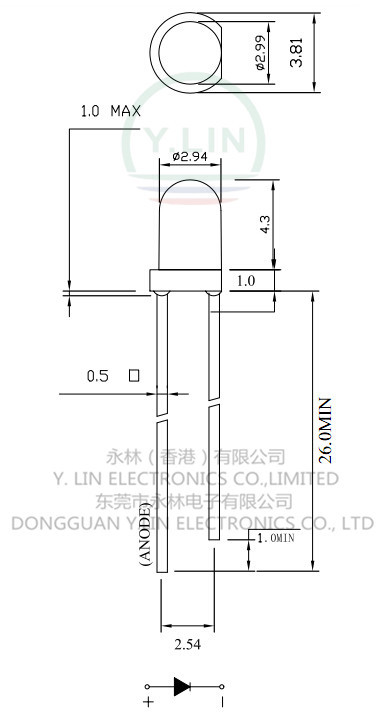 3mm發射管尺寸圖