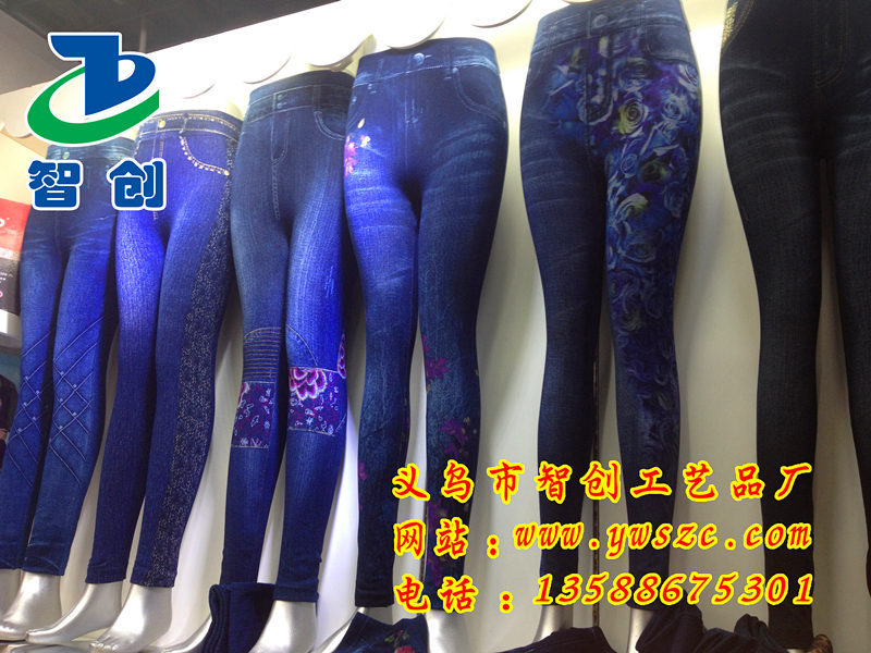 印花牛仔打底裤10