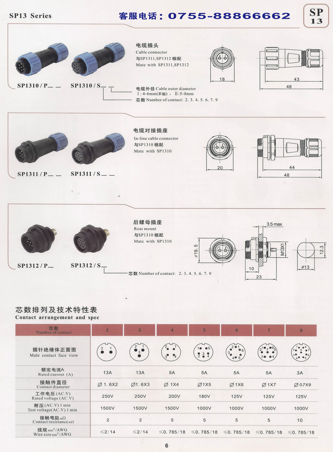 weipu系列工业插座连接器航空插头 lightany/亮泰 weipu威浦图片_13