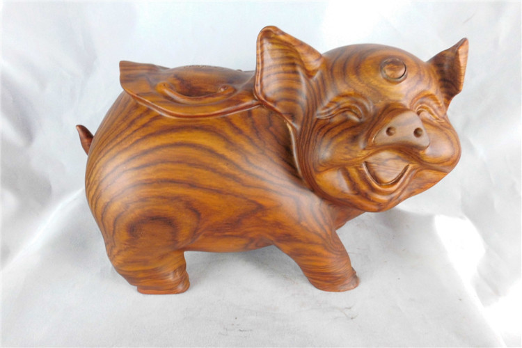 2014新品 花梨福财对猪仿生雕刻 高品质木雕木质品 厂家直销