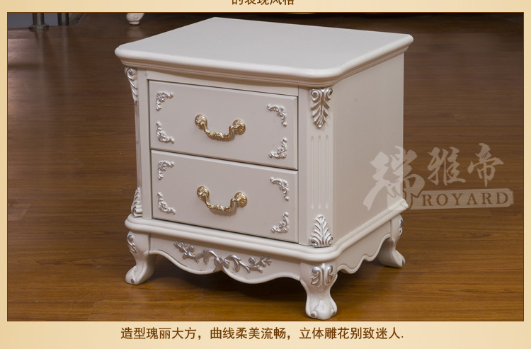 新品实木床头柜 美式床头柜 带精美精美雕花的时尚卧室床头柜