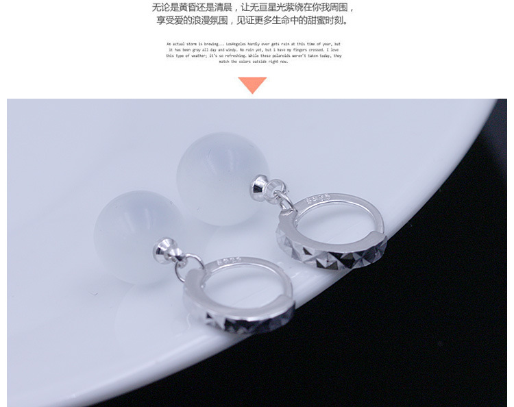 韩国新品925纯银满天星猫眼石耳环女式耳饰品