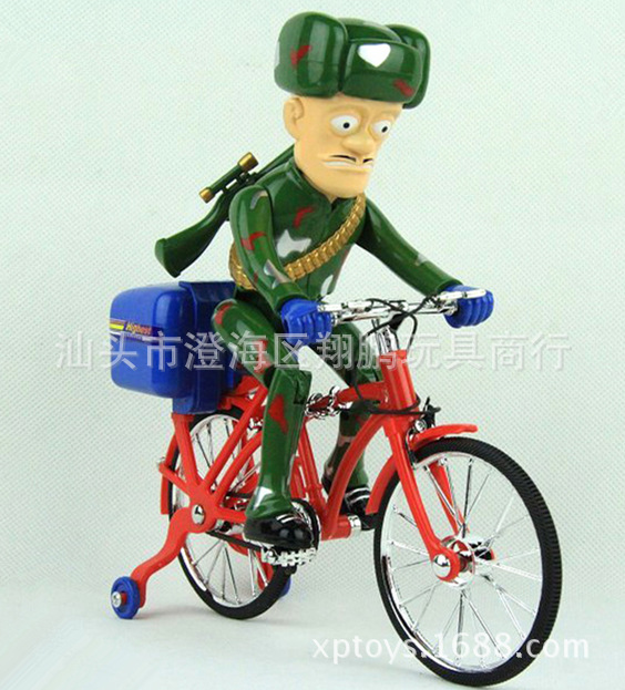 【乐美玩具】电动灯光音乐光头强自行车 单车模型 塑料玩具批发