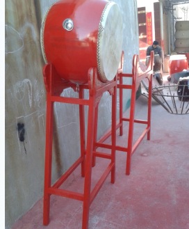 18寸大鼓立鼓木质立鼓架子直径60cm50牛皮鼓红鼓图片_4