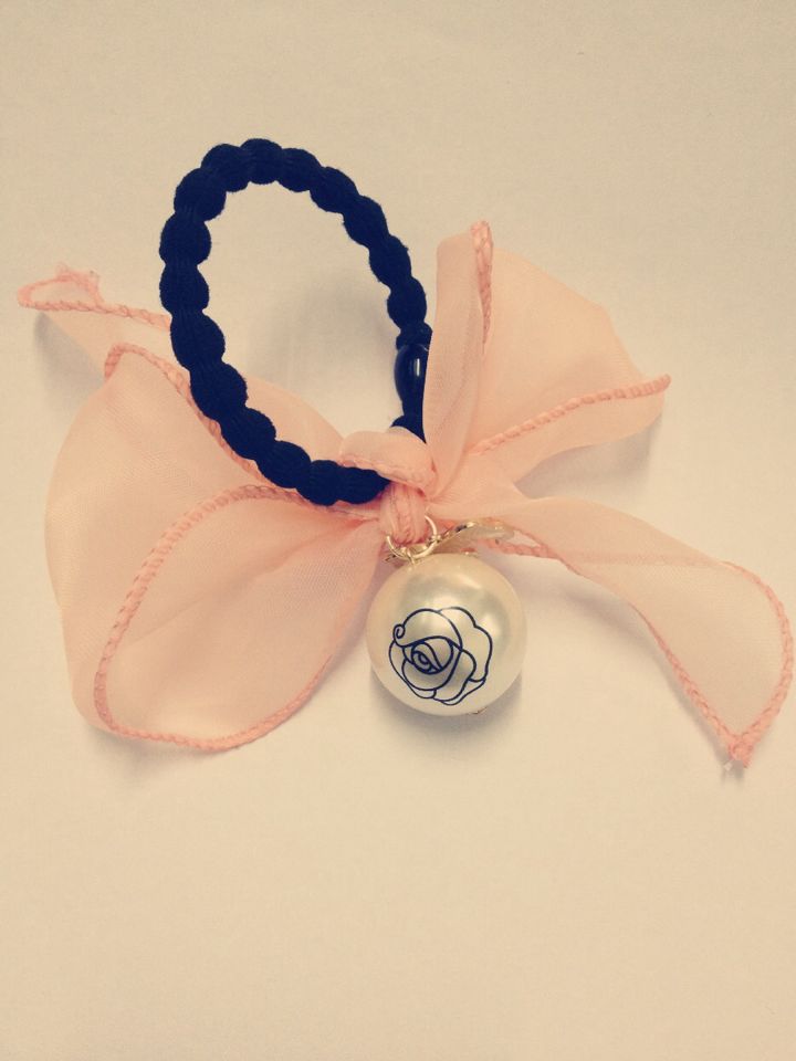 头饰 发带 韩版蕾丝蝴蝶结 玫瑰花珍 珠弹力皮筋发圈发饰 女