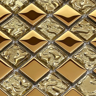 佛山玻璃马赛克厂家直销 金色水晶电镀 背景墙瓷砖 批发 热销